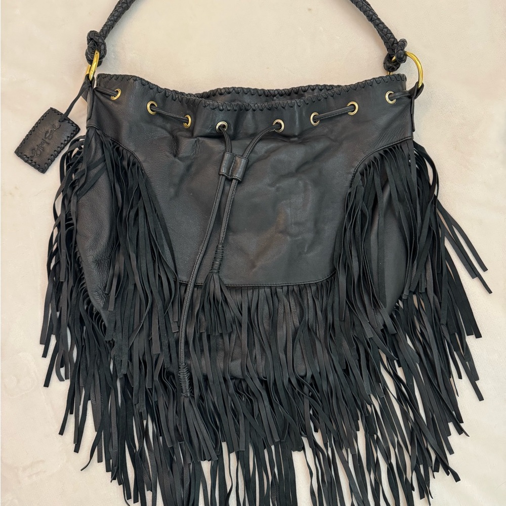Fringe Black Leather Bag by Gypsy Soul Designs